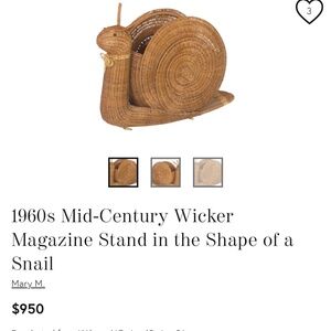Mid century wicker snail magazine basket